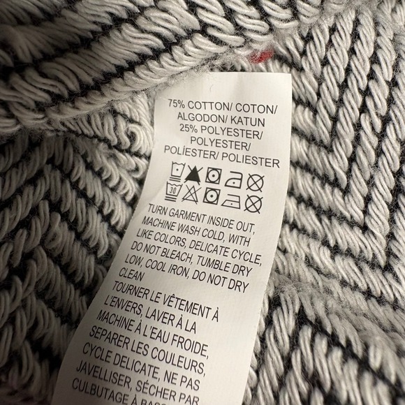 Lucky Brand Knit Tunic Sweater Cowl Neck Herringbone Print M L - Picture 5 of 7